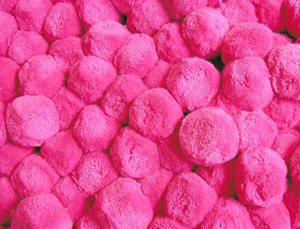 Cerise Pink Bobble Fringes | Pom Pom Bobble Trim | Large Bobbles 2.5cm diameter Cerise Stripes
