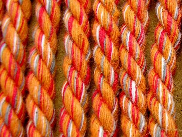 Coral Striped Cord | Striped Rope Coral Melange Stripes