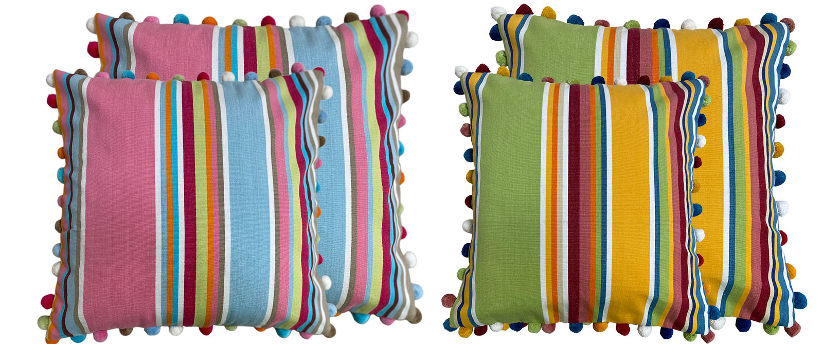 Striped Pompom Cushion Covers