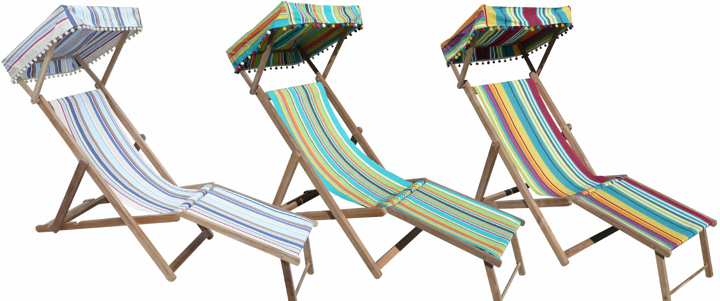 Edwardian Deckchairs with Canopy and Footstool