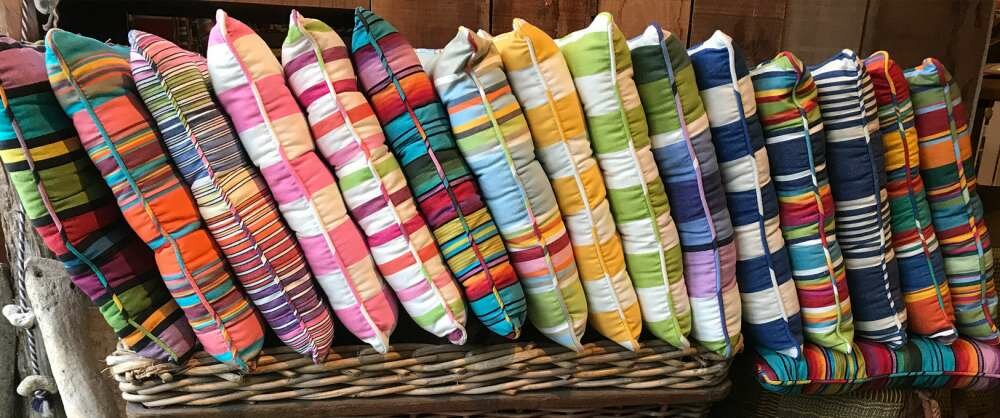 Striped Seat Pads with Piping