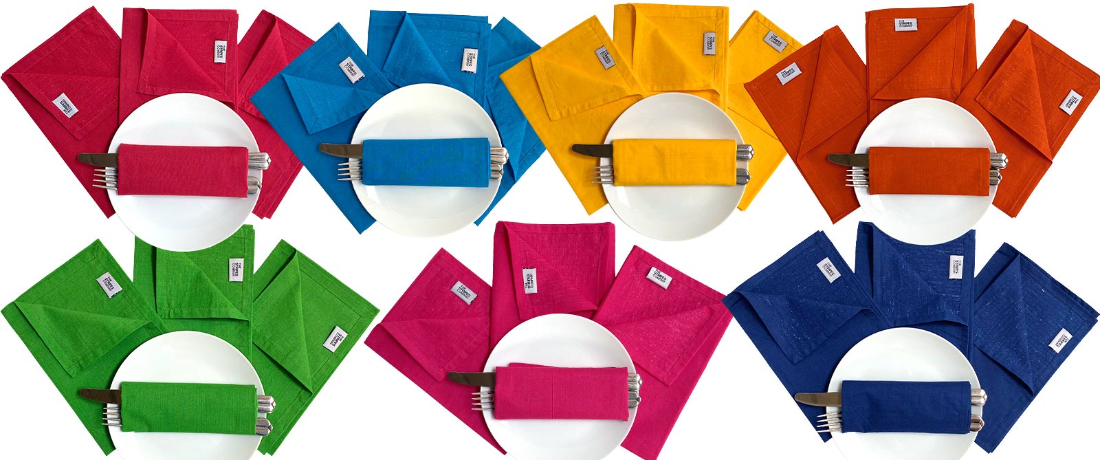 Large Pack of Cotton Table Napkins in Bright Colours