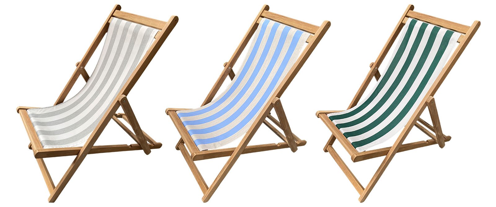 Teak Deckchairs with water resistant slings