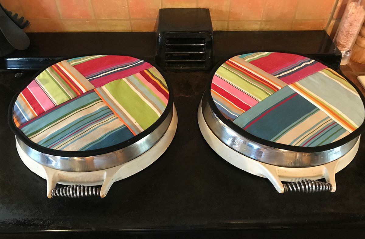 Striped Hob Covers for Agas | Multi Stripe Chefs Pads 