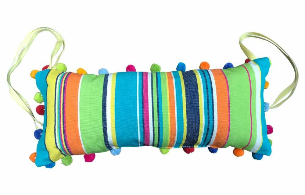 Deckchair Headrest Cushions | Tie on Pompom Headrest Pillows Pillows turquoise, lime, navy