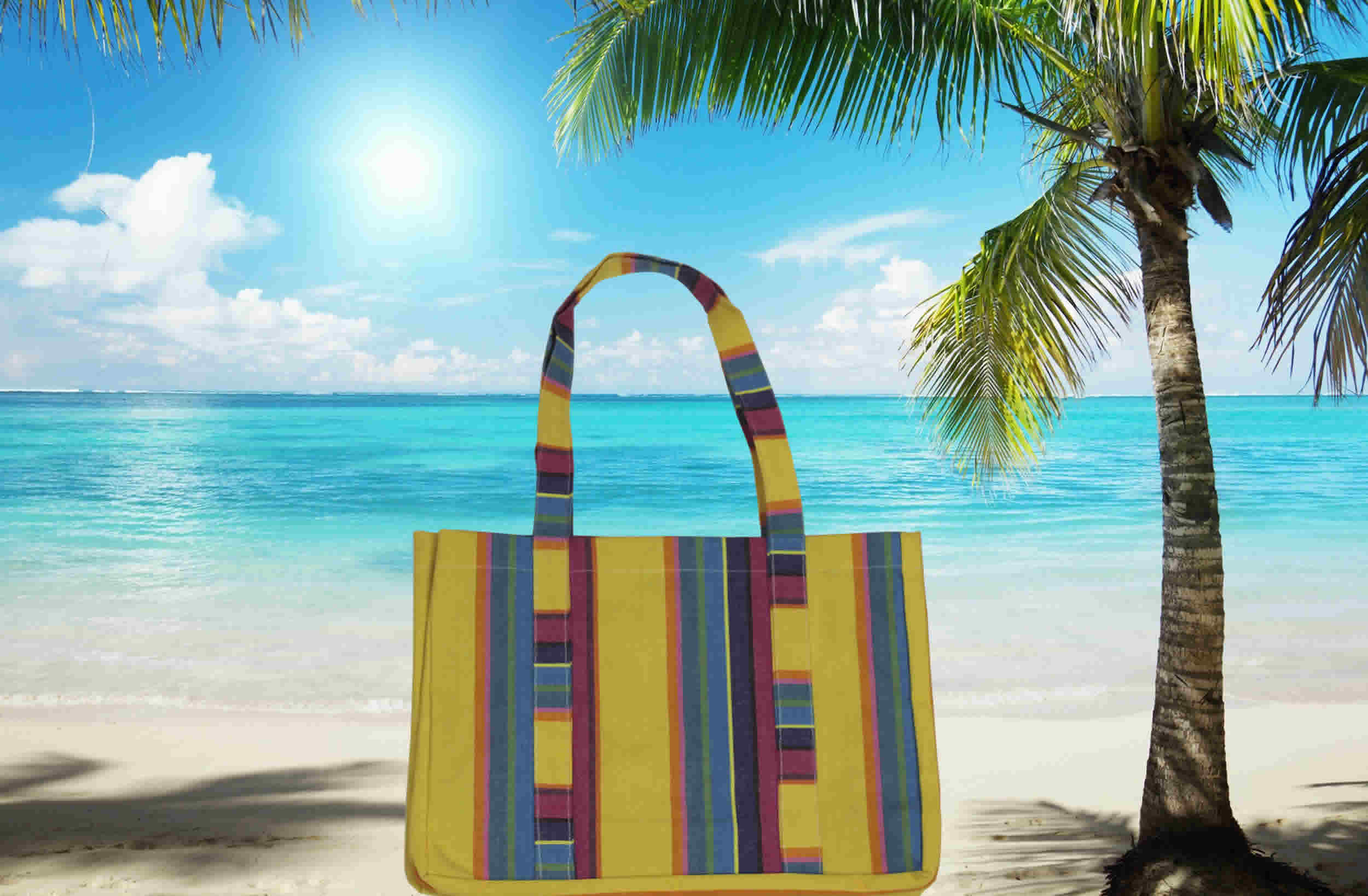 Small Yellow Striped Beach Bags | The Stripes Company