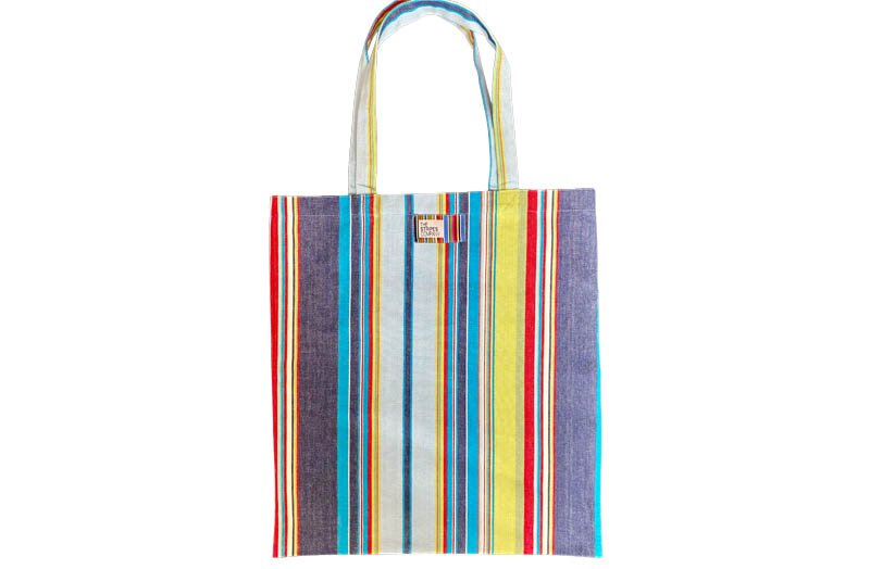 Navy, Pale Blue, Turquoise Striped Tote Bags