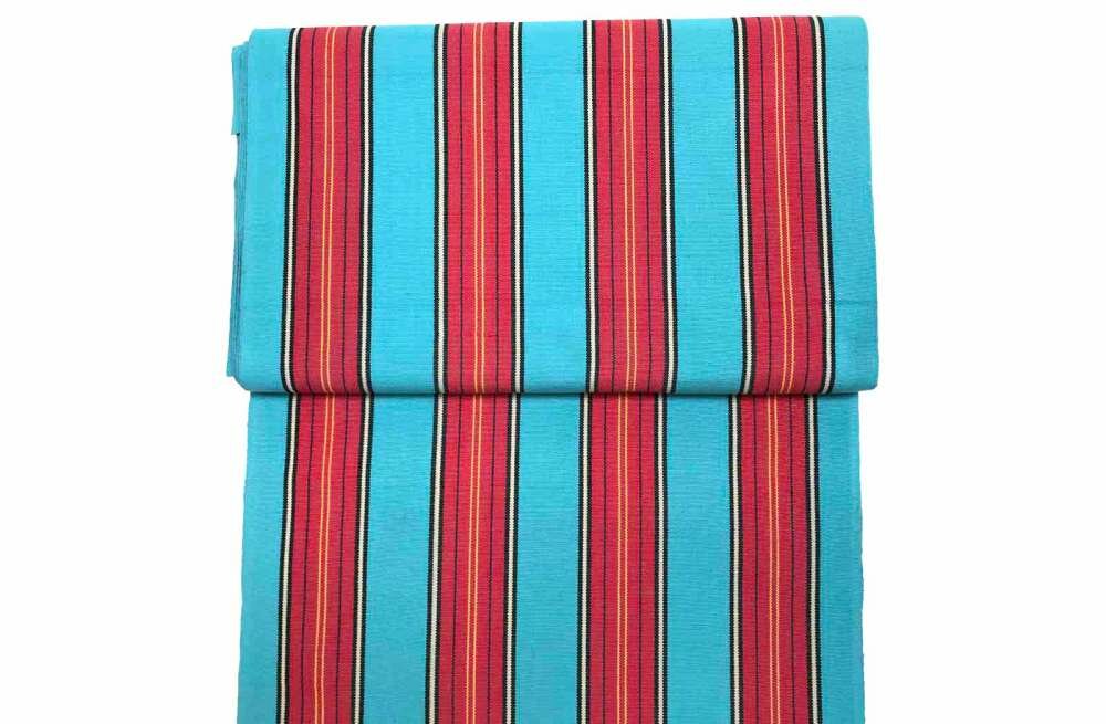 Light blue and red stripe deckchair fabric