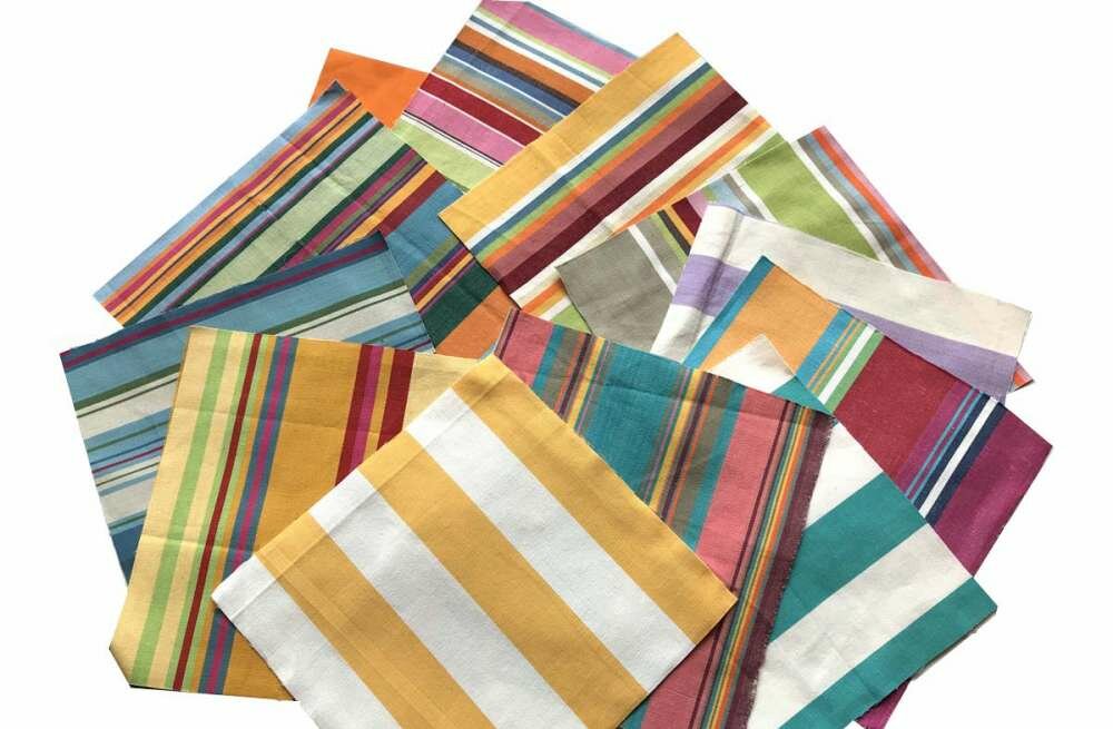 Bright Stripe and Classic Stripe Cotton Fabric Squares for Patchwork Quilting Fabric Squares