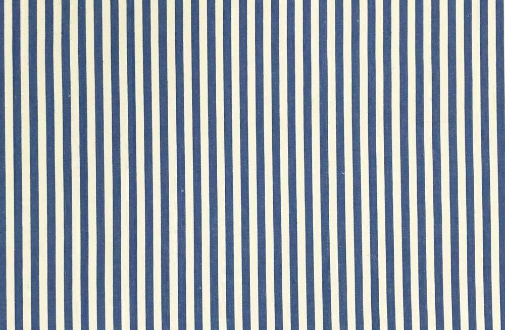 Cotton Fabric with thin Blue and White Stripes