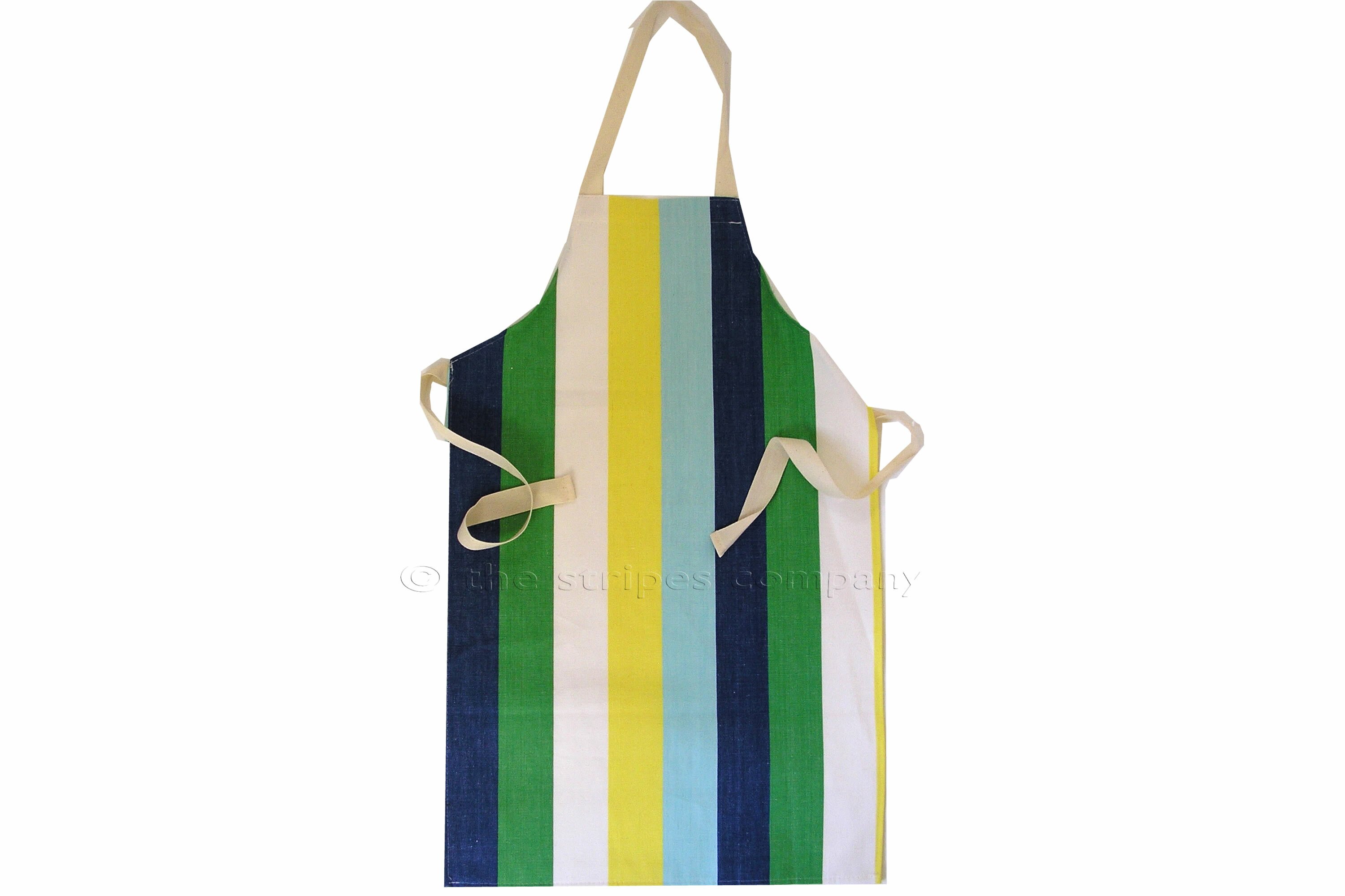 Blue Striped Kids Aprons | Aprons for Children Blue Yellow Green Stripes