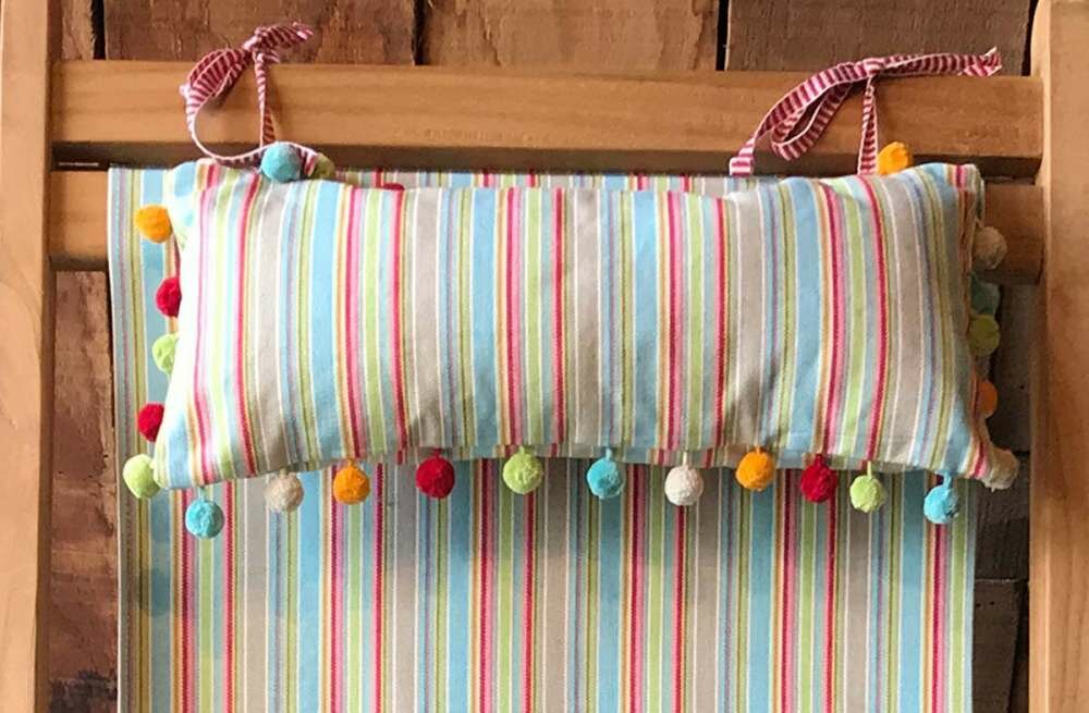Deckchair Headrest Cushions | Tie on Pompom Headrest Pillows Pillows duck egg blue, beige, light green 