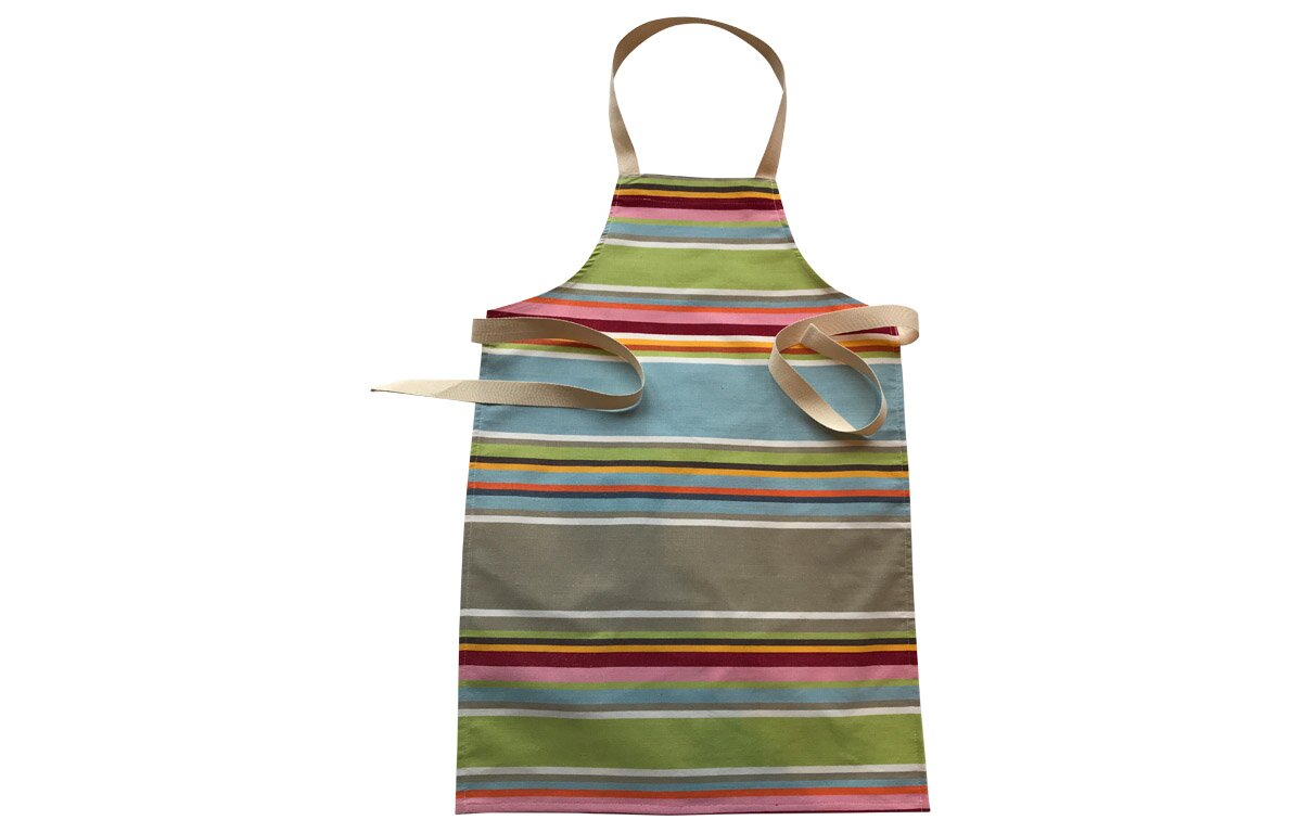 Duck Egg Blue Striped Kids Aprons | Aprons for Children Duck Egg Blue Beige Light Green Stripes