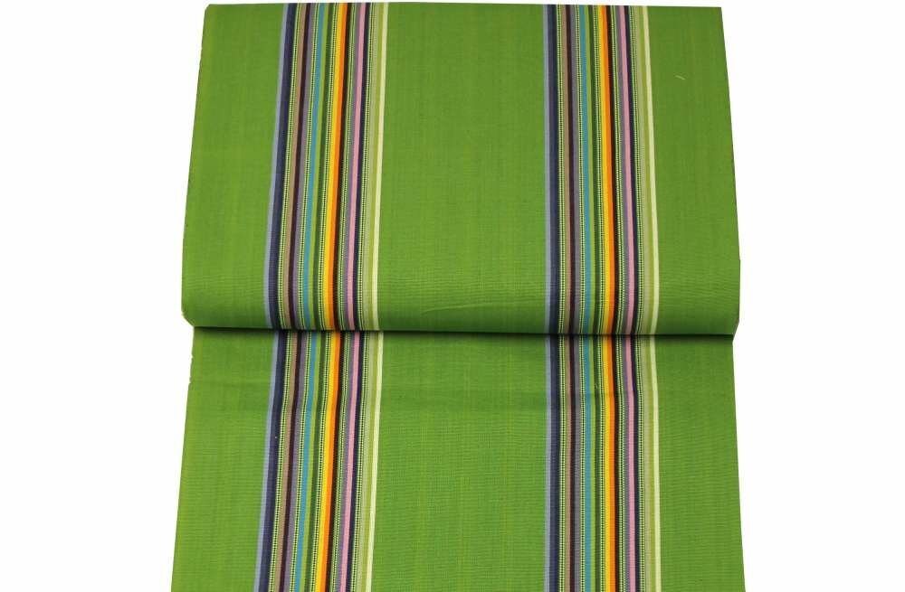 Green Deckchair Canvas Fabric - Punting Stripe