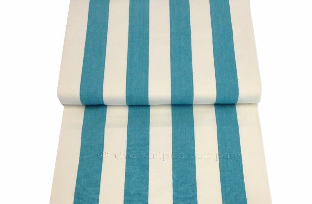 Turquoise White Striped Deckchair Canvas Fabric