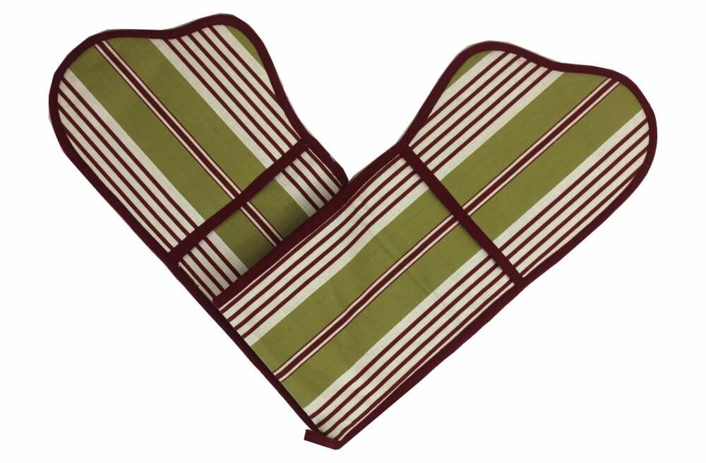 Olive Striped Oven Gloves | Double Oven Mitts Billiards Stripes
