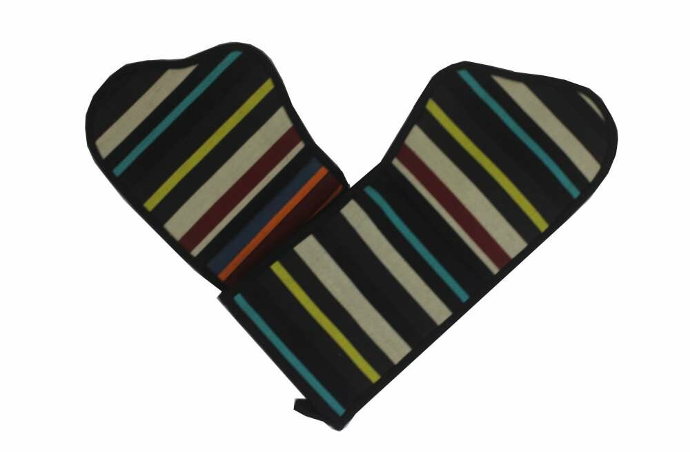 Black Striped Oven Gloves | Double Oven Mitts Shooting Stripes