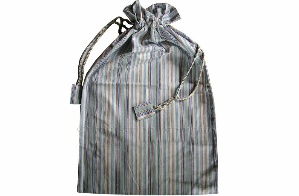 Blue Drawstring Laundry Bags - Laundry Room Stripe