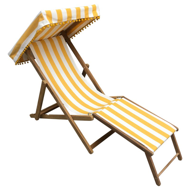 canopied deck chair yellow white stripe