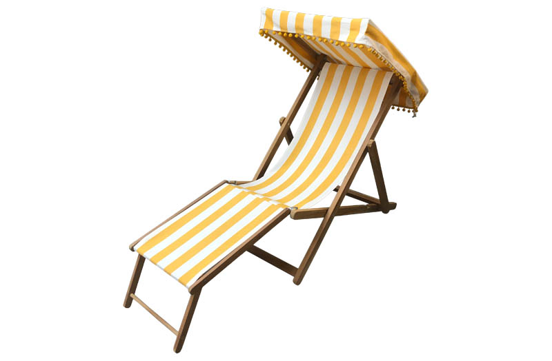 edwardian style deck chair yellow white stripe