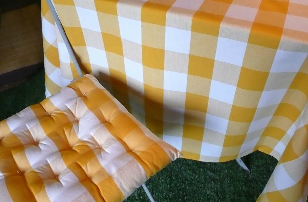 Yellow White Gingham Fabrics Large Checks 