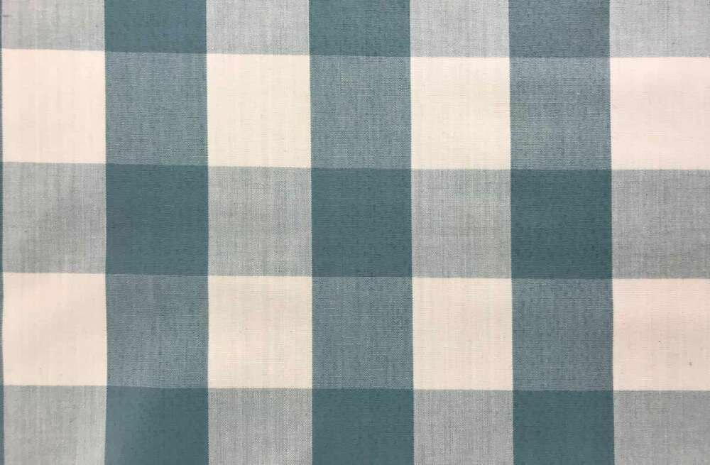 Teal and White Gingham Oilcloth Fabric Large Check