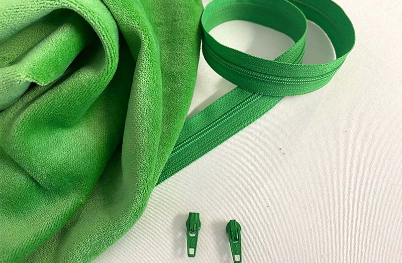 Green Continuous Zip with Green Zip Pulls