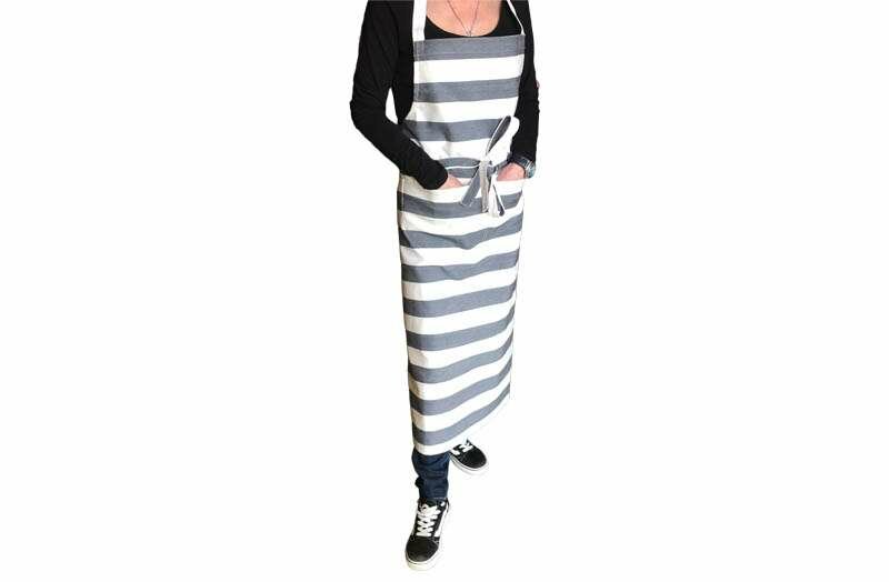 Charcoal Grey and White Striped Aprons 