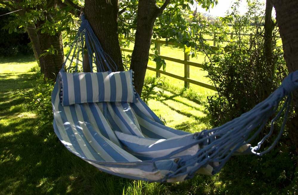 Sky Blue and White Striped Hammocks 