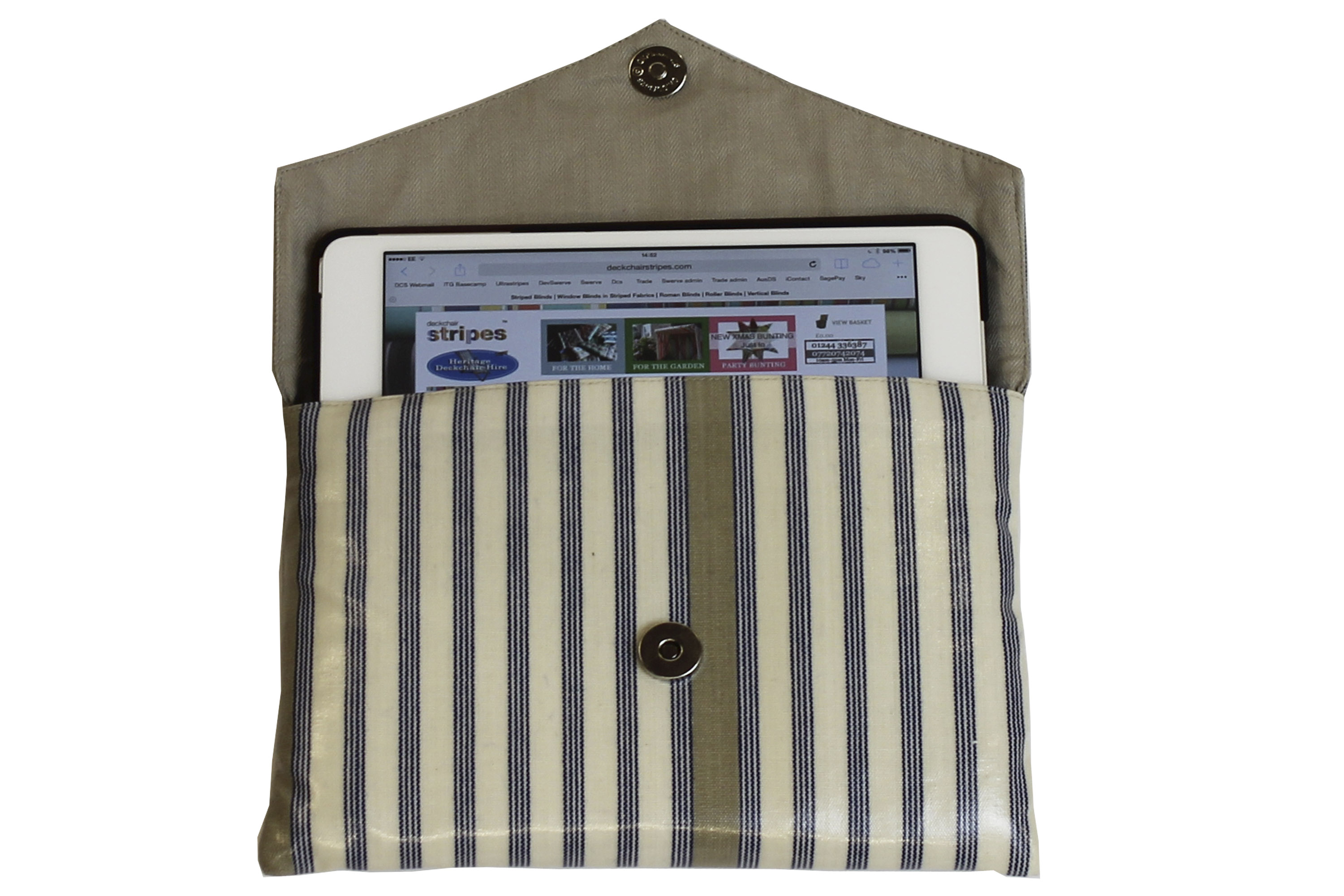 Cream Small PVC Clutch Bags Quoits Stripe | The Stripes Company Australia