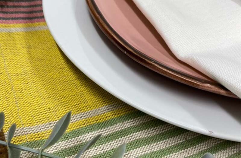 yellow pink green place mat