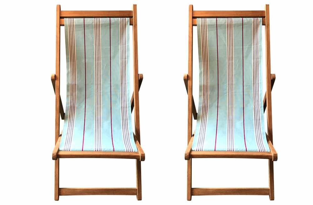ChaCha Pair of Teak Deckchairs | The Stripes Company Australia