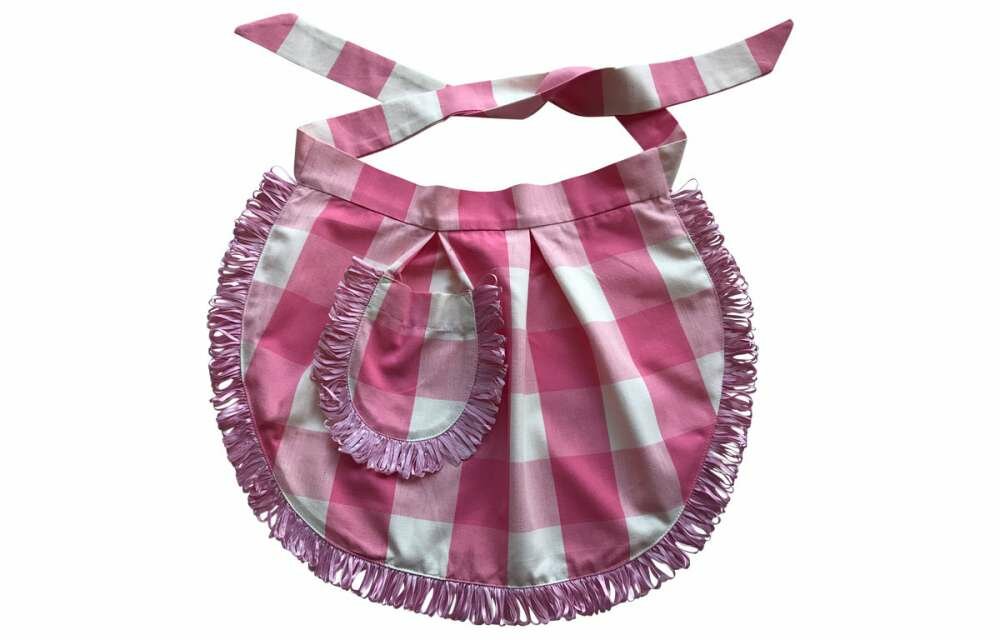Pink and White Gingham Waist Apron from The Stripes Company