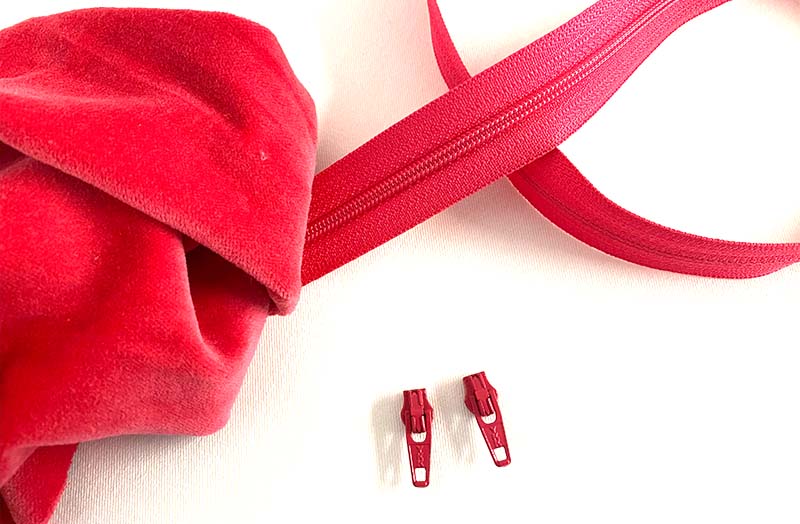 Red Continuous Zips - Coral Red