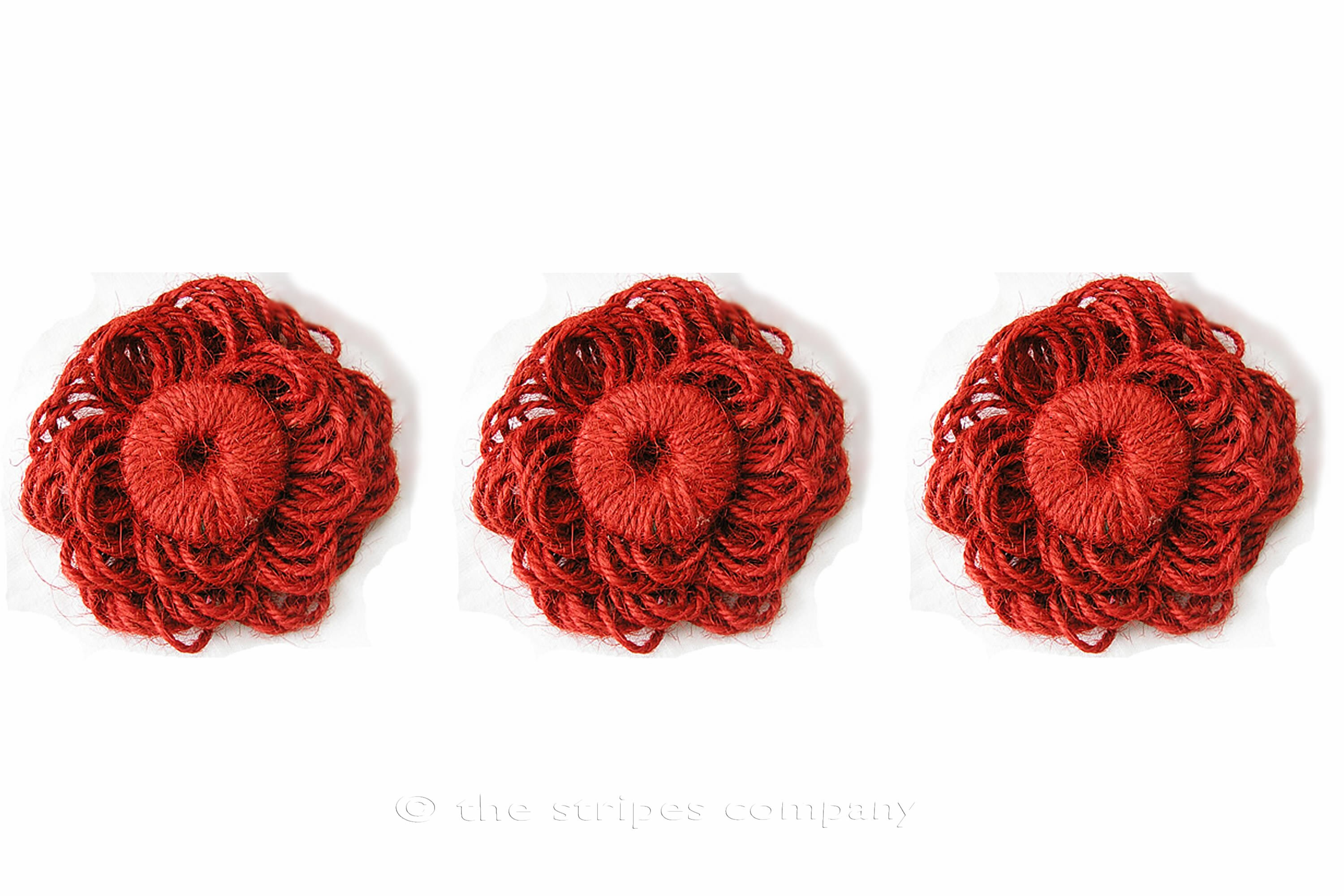 Red Jute Flower Rosettes - Fabric Flowers - Fabric Rosettes Red