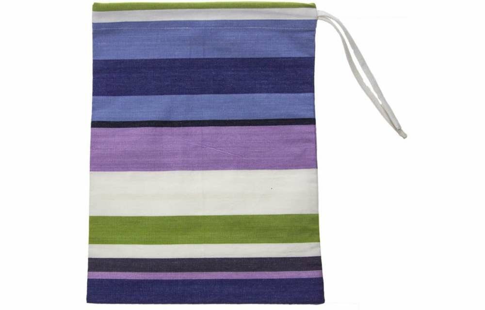 Drawstring Shoe Bags | Striped Shoe Bags green, blue, purple 