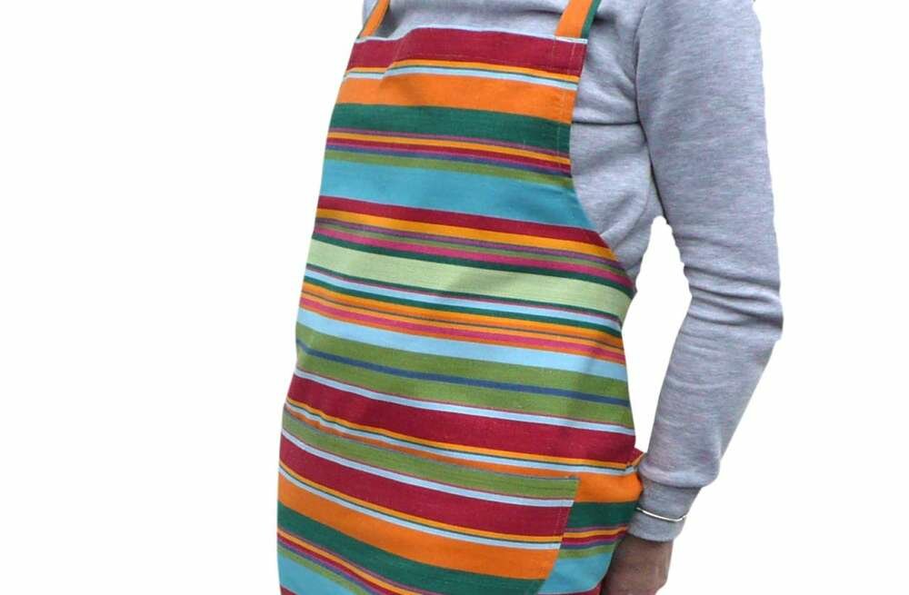 Green and Red Striped Apron 