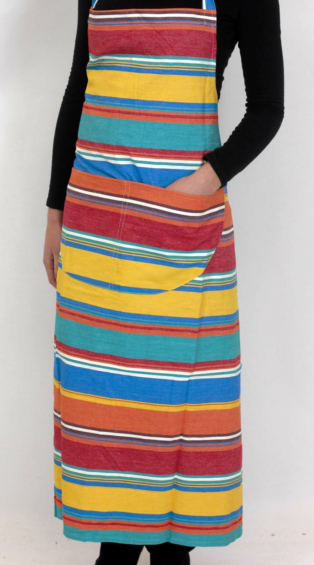 Orange Striped Aprons Orange Blue Jade Green Stripes