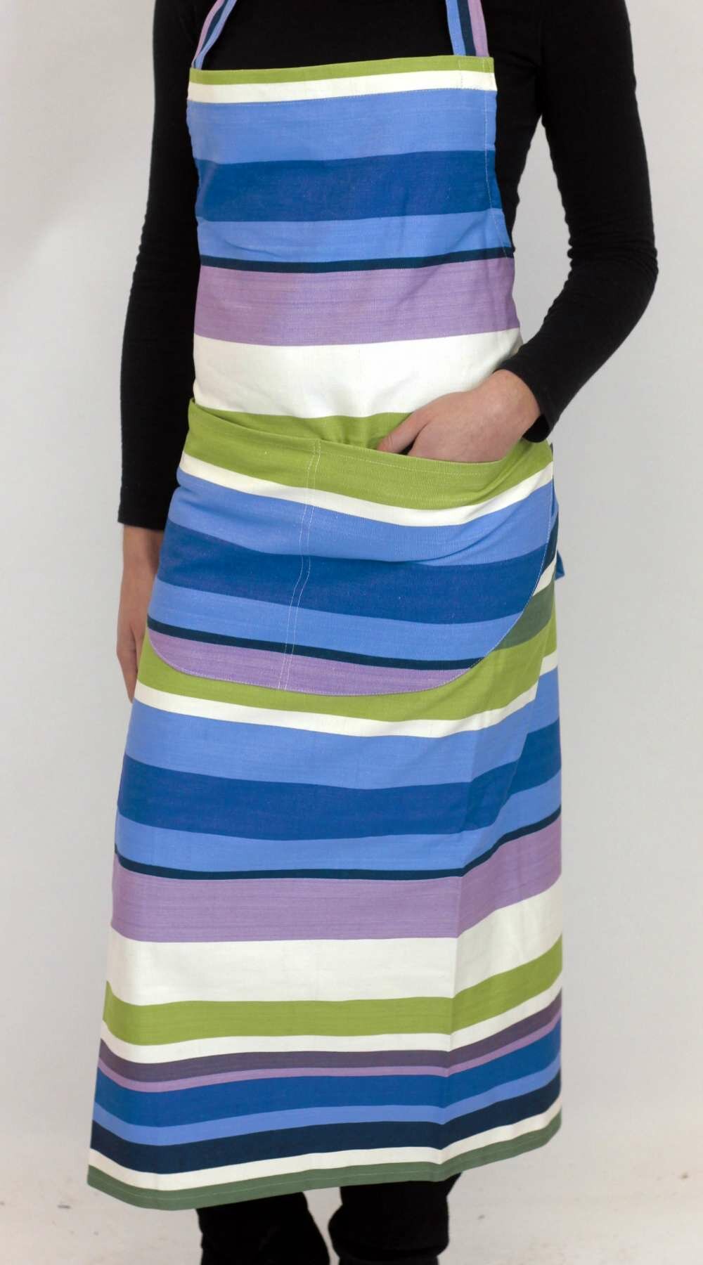 Green Striped Aprons Green Blue Purple Stripes