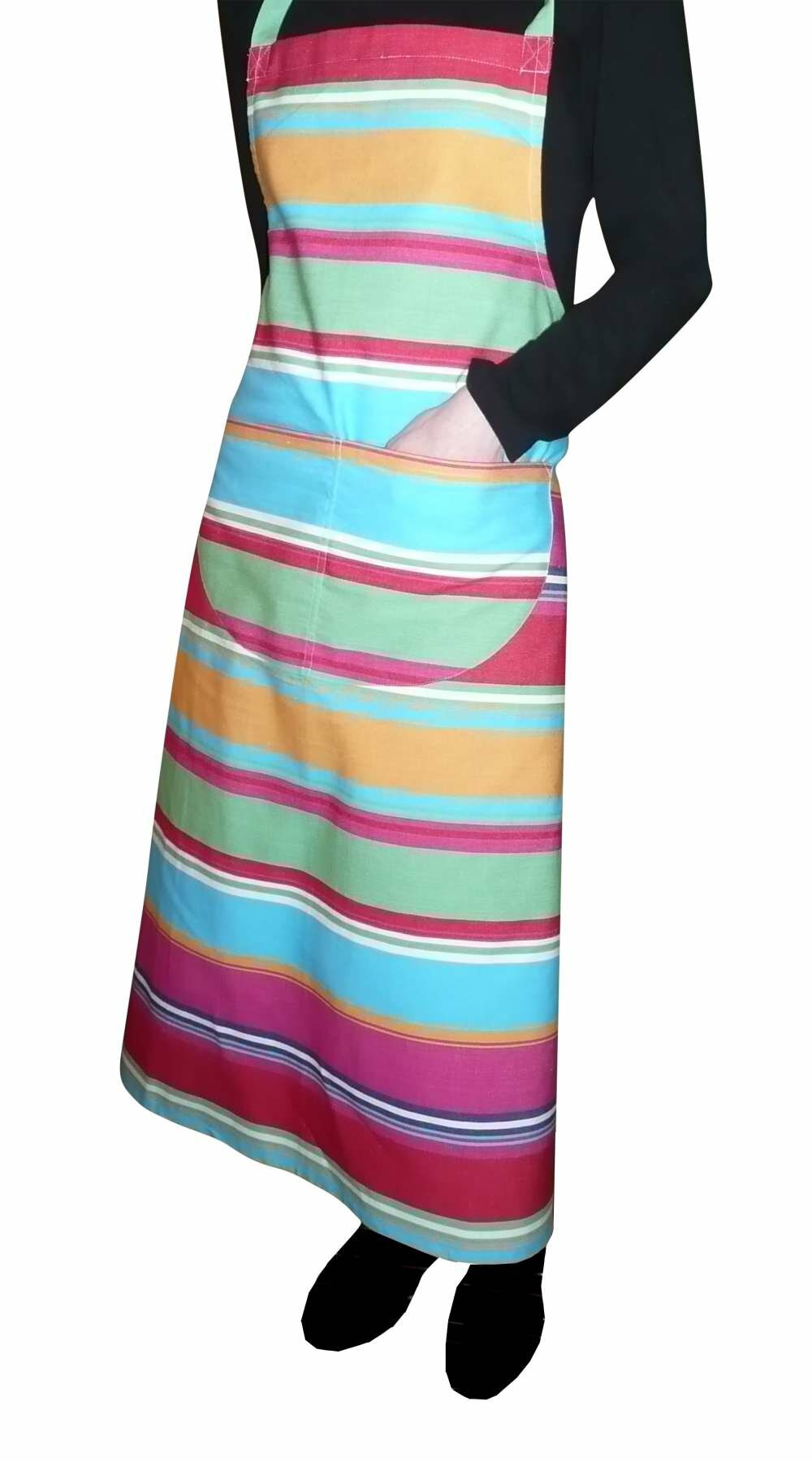 Pink Striped Aprons Pink Green Yellow Stripes