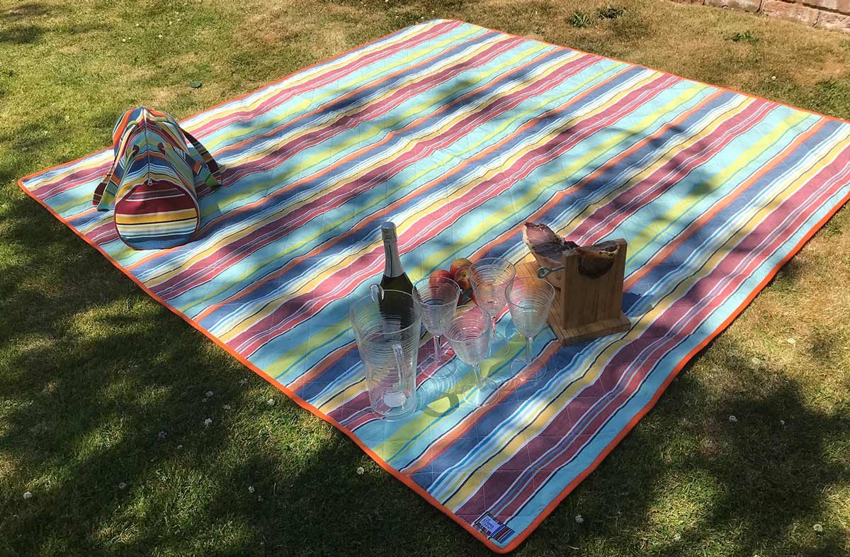 red white and blue picnic blanket