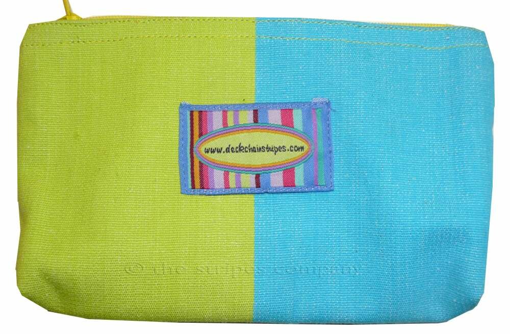 Turquoise and Green Striped Purses | Small Zipped Bags | Cosmetic Bags