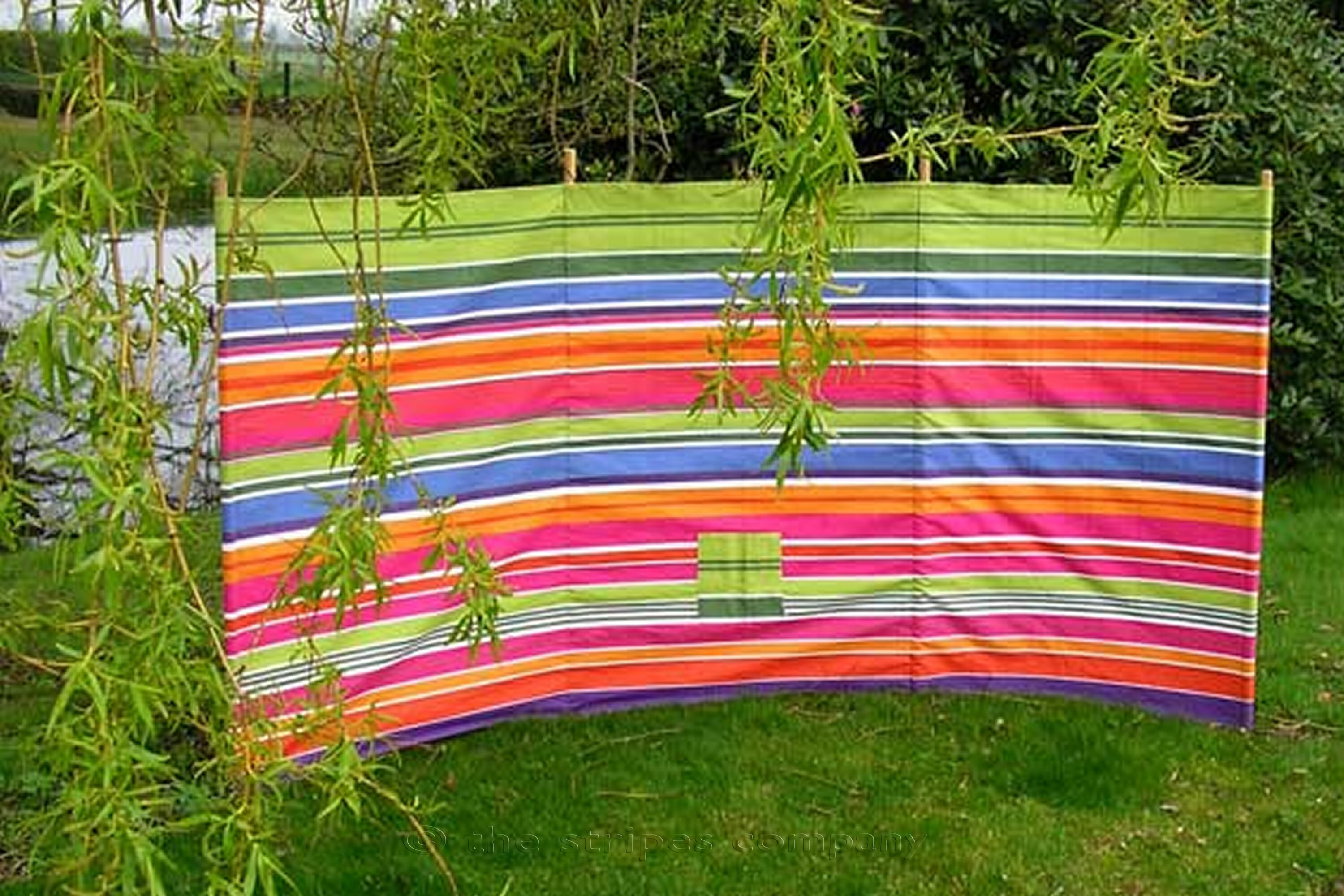 Beach Windbreak Lime Green, Pink, Orange, Blue Stripes