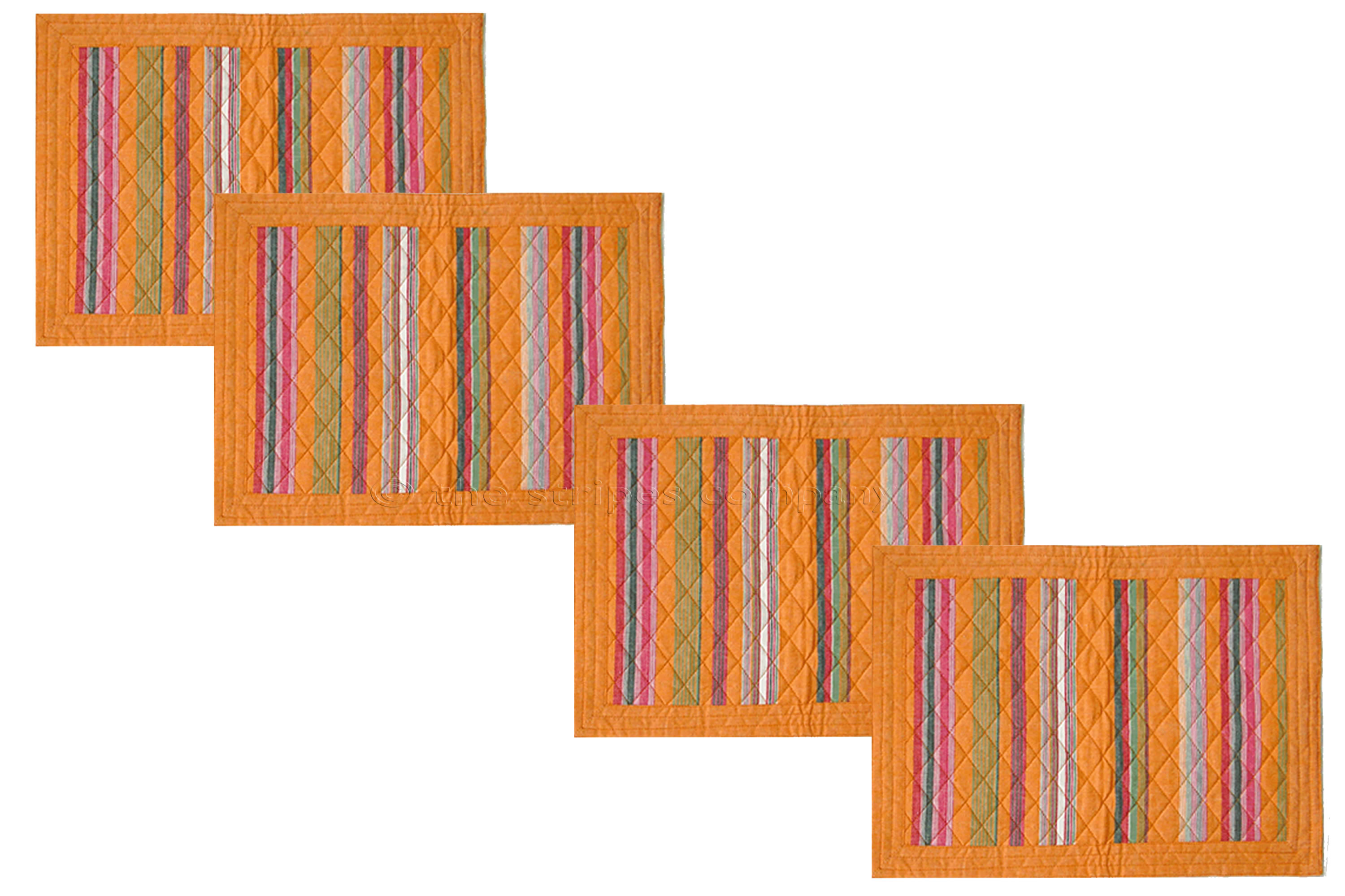 Orange Striped Place Mats - Set of four orange stripe table mats