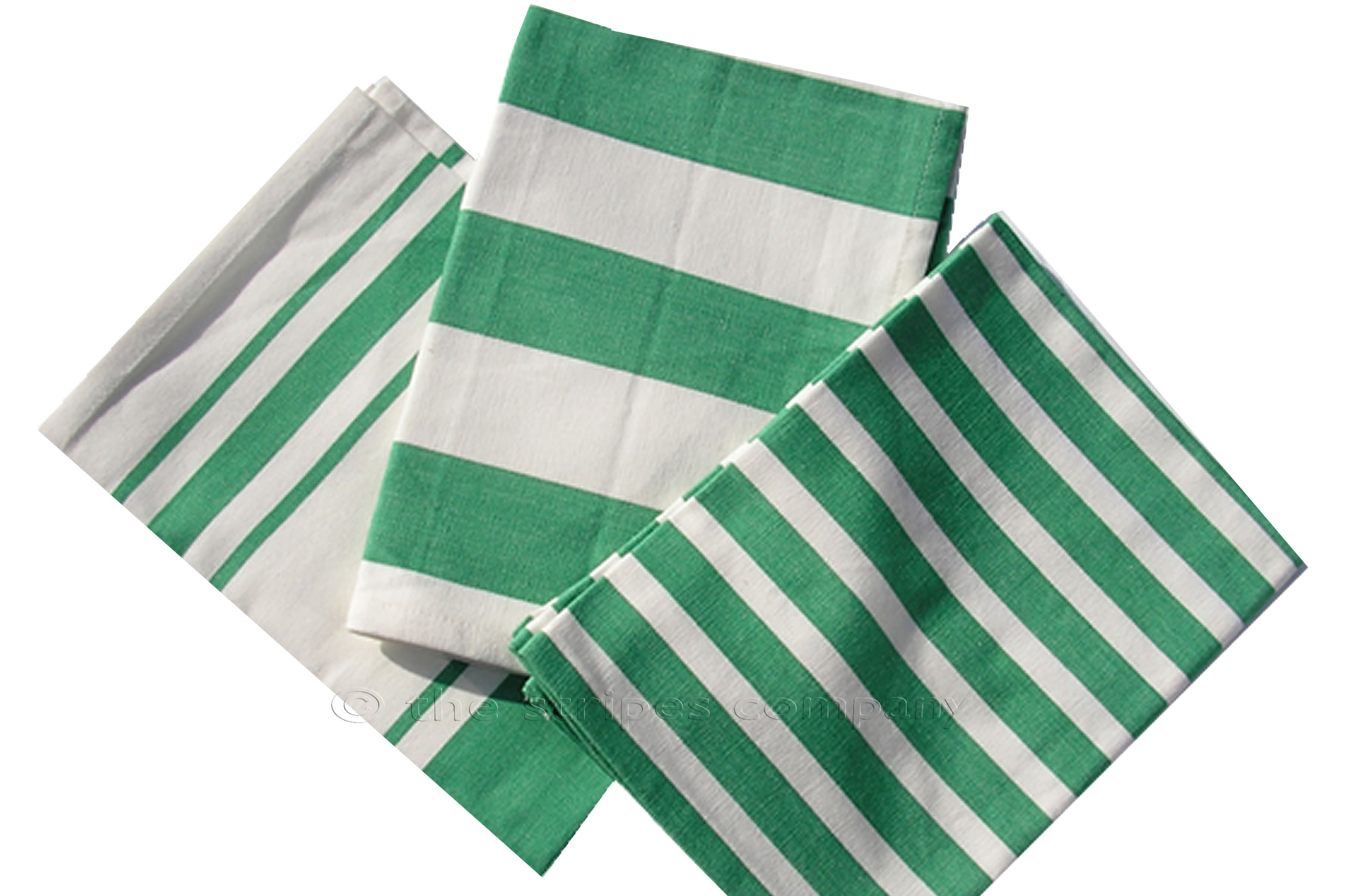 Green and white striped tea towels 