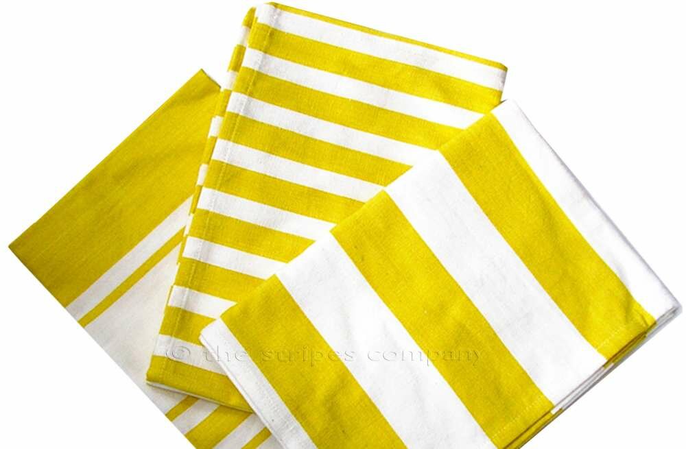 Yellow and White Striped Tea Towels Sets of 3