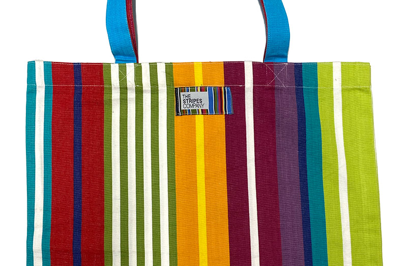 Water Repellent Tote Bags - Turquoise, Green, Red, Yellow Stripe | The ...